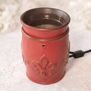 Red Chateau Fleur‑de‑Lis Scentsy Wax Warmer Electric Ceramic Retired